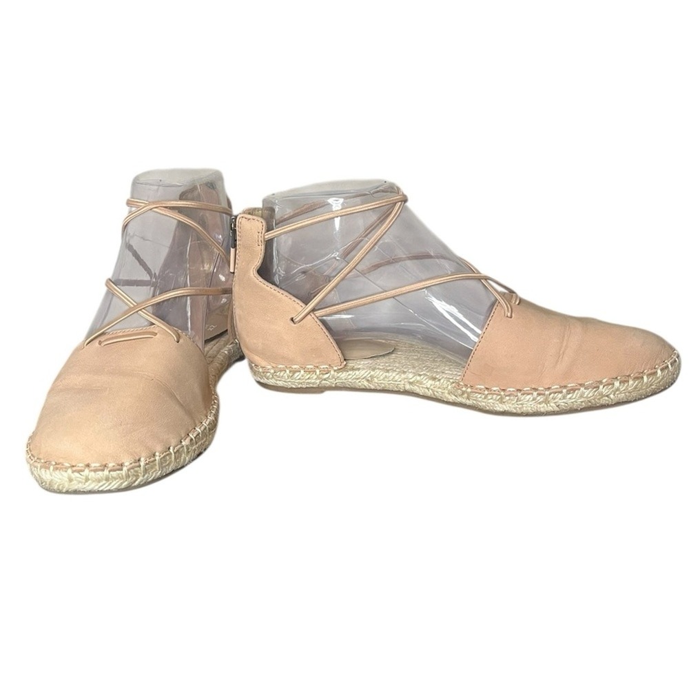EILEEN FISHER Lee Ecru Leather Espadrille Back Zipper Flat Women's Size 6
